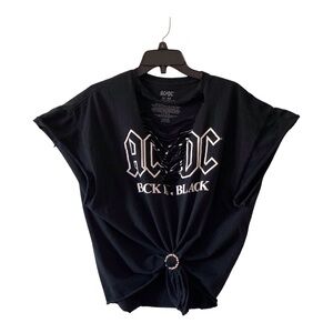 AC/DC Band Tee Reworked Distressed Black Graphic Shirt XL
